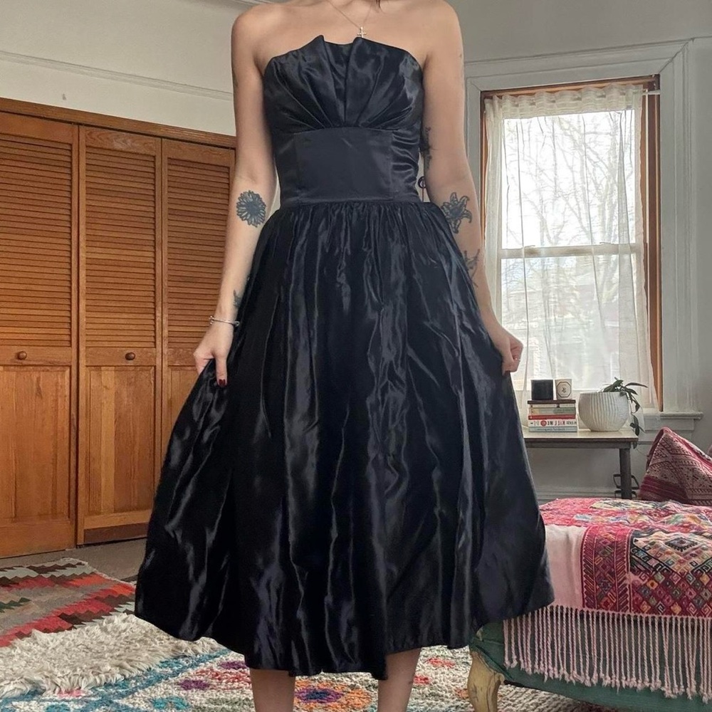 Rare Vintage 90s Jessica McClintock Gunne Sax Strapless Satin Dress